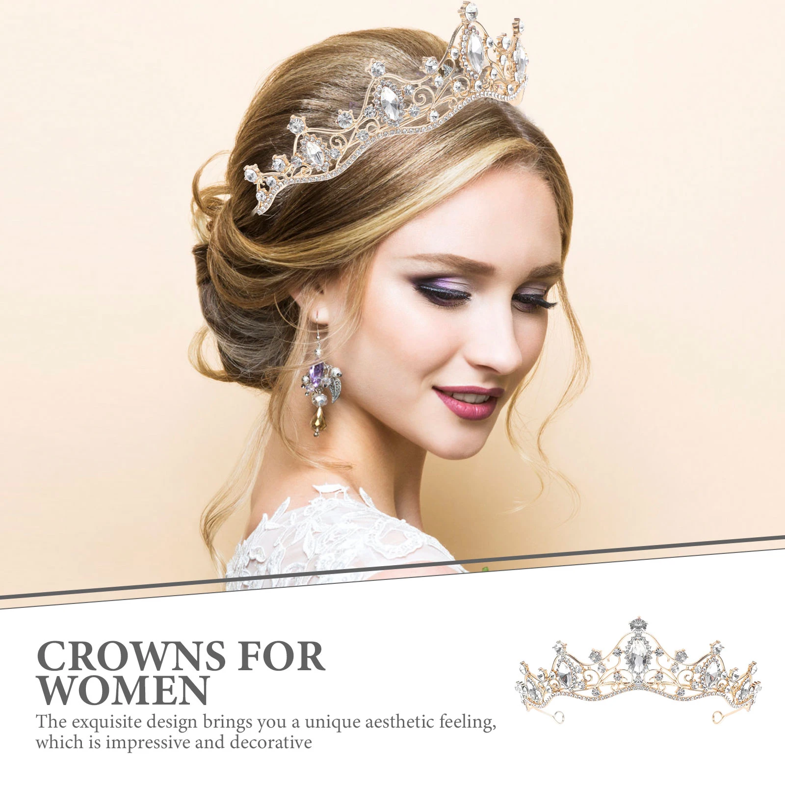 

Baroque Rhinestone Crown Bridal Tiaras Wedding Headbands Headdress Accessories Hair Decorations For Women Lightweight
