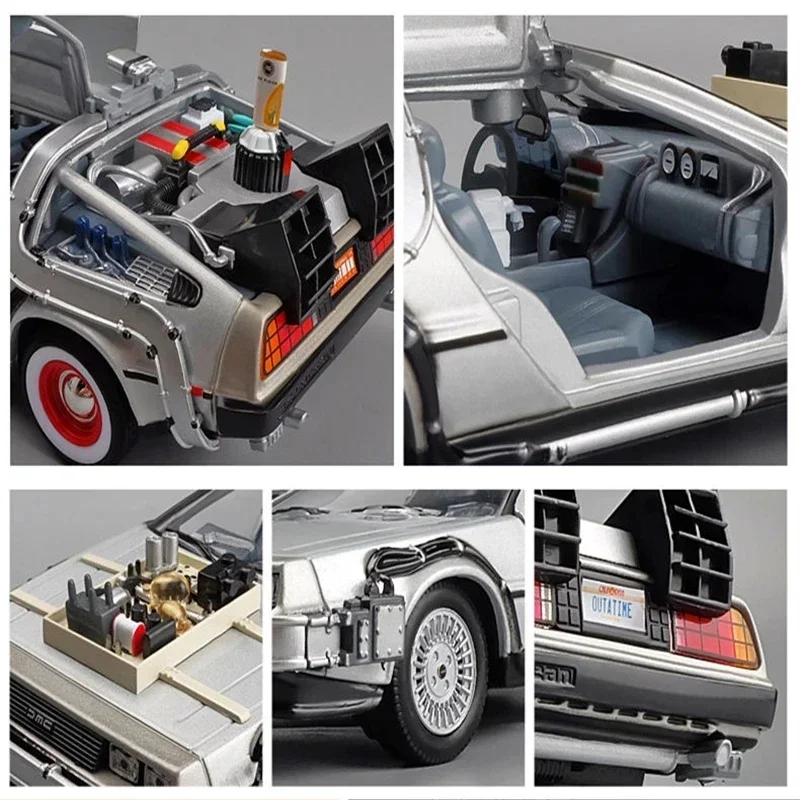 Welly 1:24 DMC-12 DeLorean Time Machine Back to the Future Car Model Diecasts Metal Vehicles Car Model Simulation Kids Toys Gift