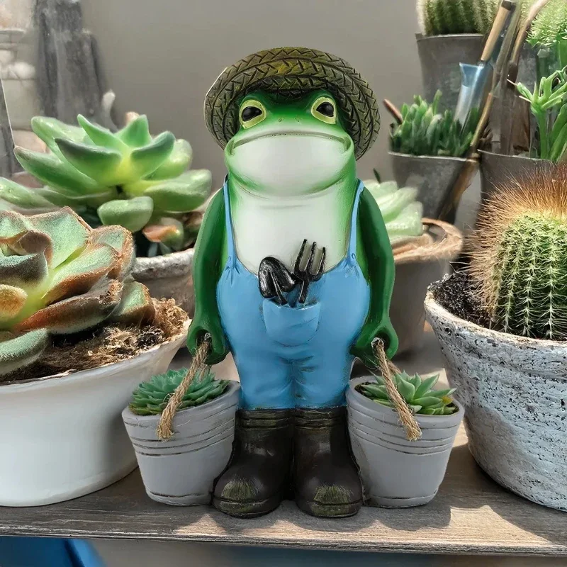 

Small Creative Frog Decorative Ornaments Outdoor Courtyard Balcony Garden Succulent Flowerpots Unique Festival Gift Animal Them
