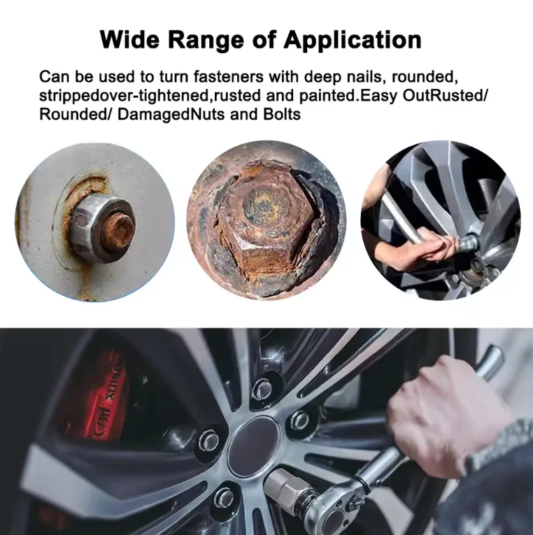 Nut Extractor 14PCS Set, Anti-Slip Anti-Theft Broken Hexagonal Bolt Nut Remover, Impact Socket Disassembly Tool