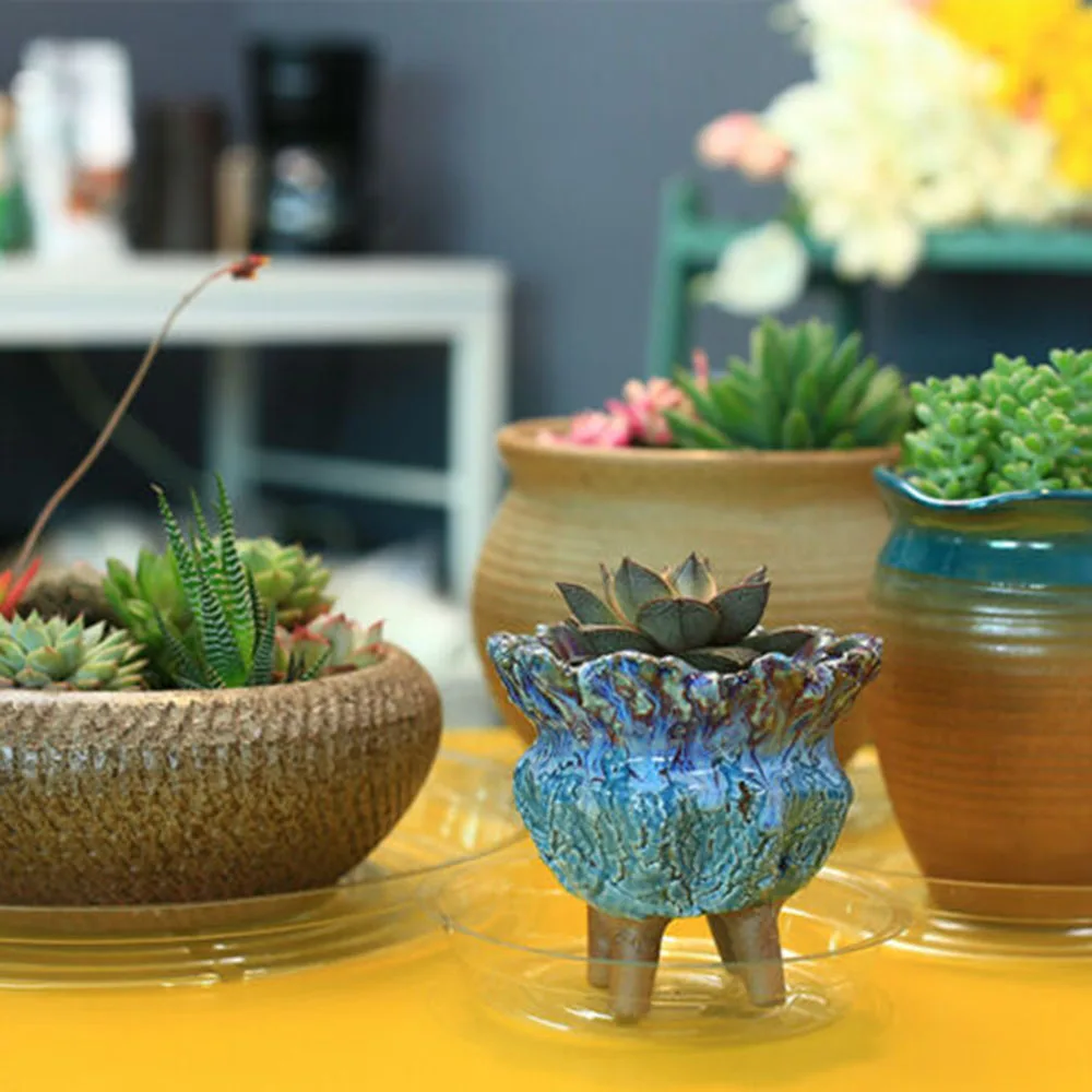 10pcs Garden Plant Saucer Drip Tray Round Pot Base Clear Snack Container PET Garden Supplies Transparent Flower Pot Mat