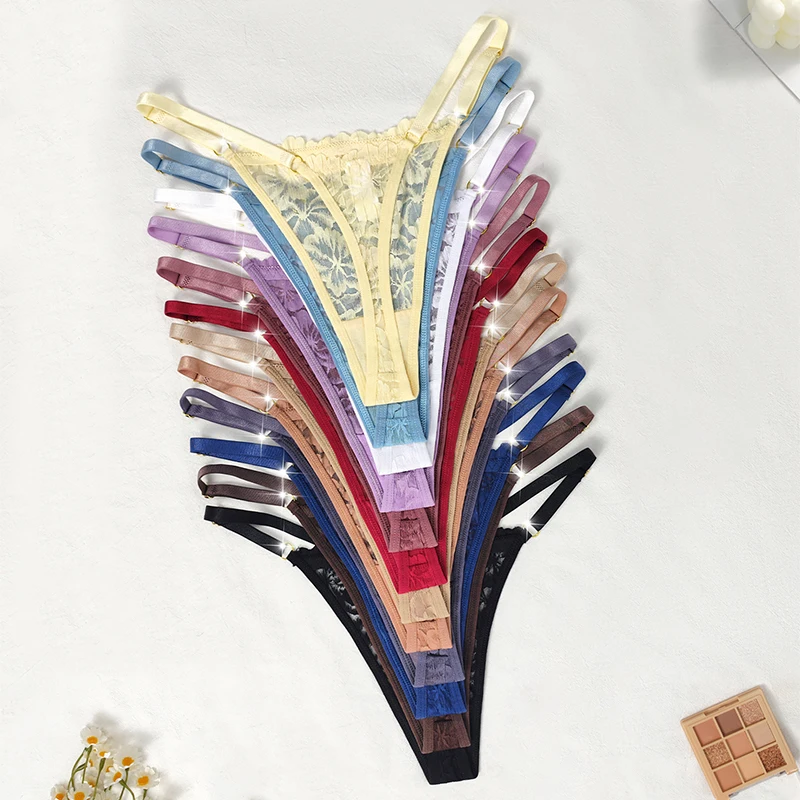 12pcs/Set Low Rise Sexy Women's G-string Breathable Comfortable Female Lingerie Erotic Elegant Lady Thongs Underwear Panties - Image 2