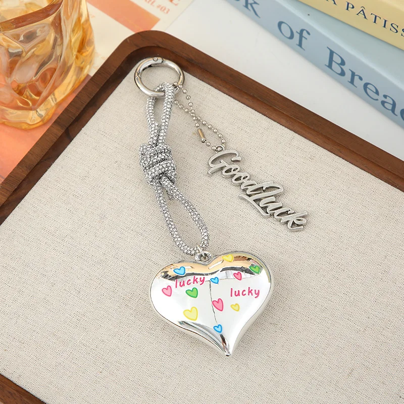Hot Style Heart Lucky Graffiti Keychain Trendy Ins Good Lucky Girl Airpods Pendant Keyring For Car Keys Backpack Ornament Gift