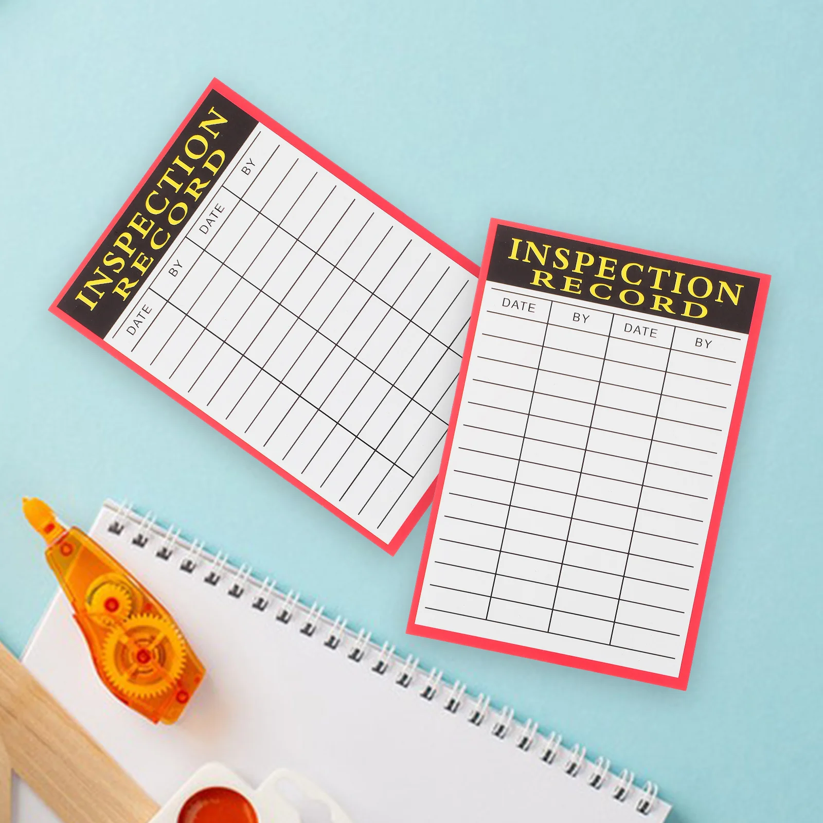 100 ورقة من بطاقات سجل التفتيش، معدات الصيانة العملية، علامة تسجيل الحالة، ورق ملاحظات فحص التحكم في المستودعات