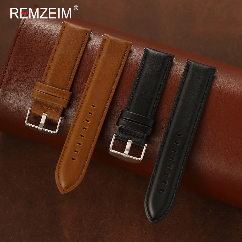 Uhrenarmband aus echtem Kalbsleder für Herren, 20 mm, 22 mm, Schnellverschluss, Ersatz-Smartwatch-Armband, Business-Armband
