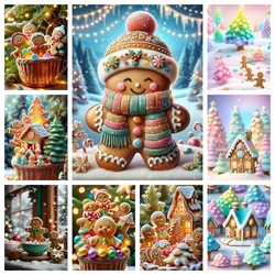 2024 New Gingerbread Man And Candy House Diamond Painting Classical Holiday Sweet Food Decor Art Mosaic Cross Stitch Hand Gift