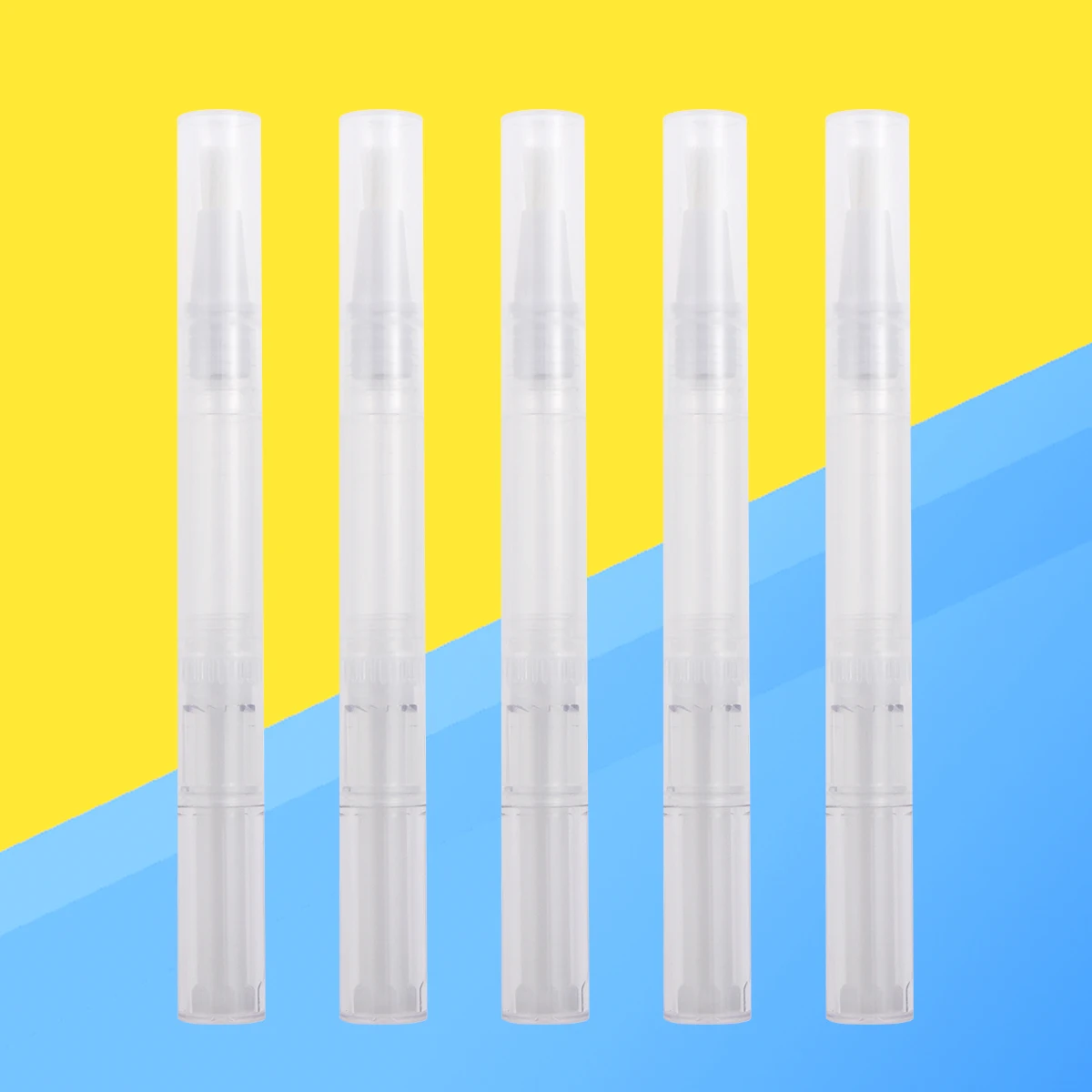 

5Pcs 3Ml Transparent Empty Nail Oil Pen Brush Tip Applicator Portable Liquid Container for Lip Gloss Eyelash Growth