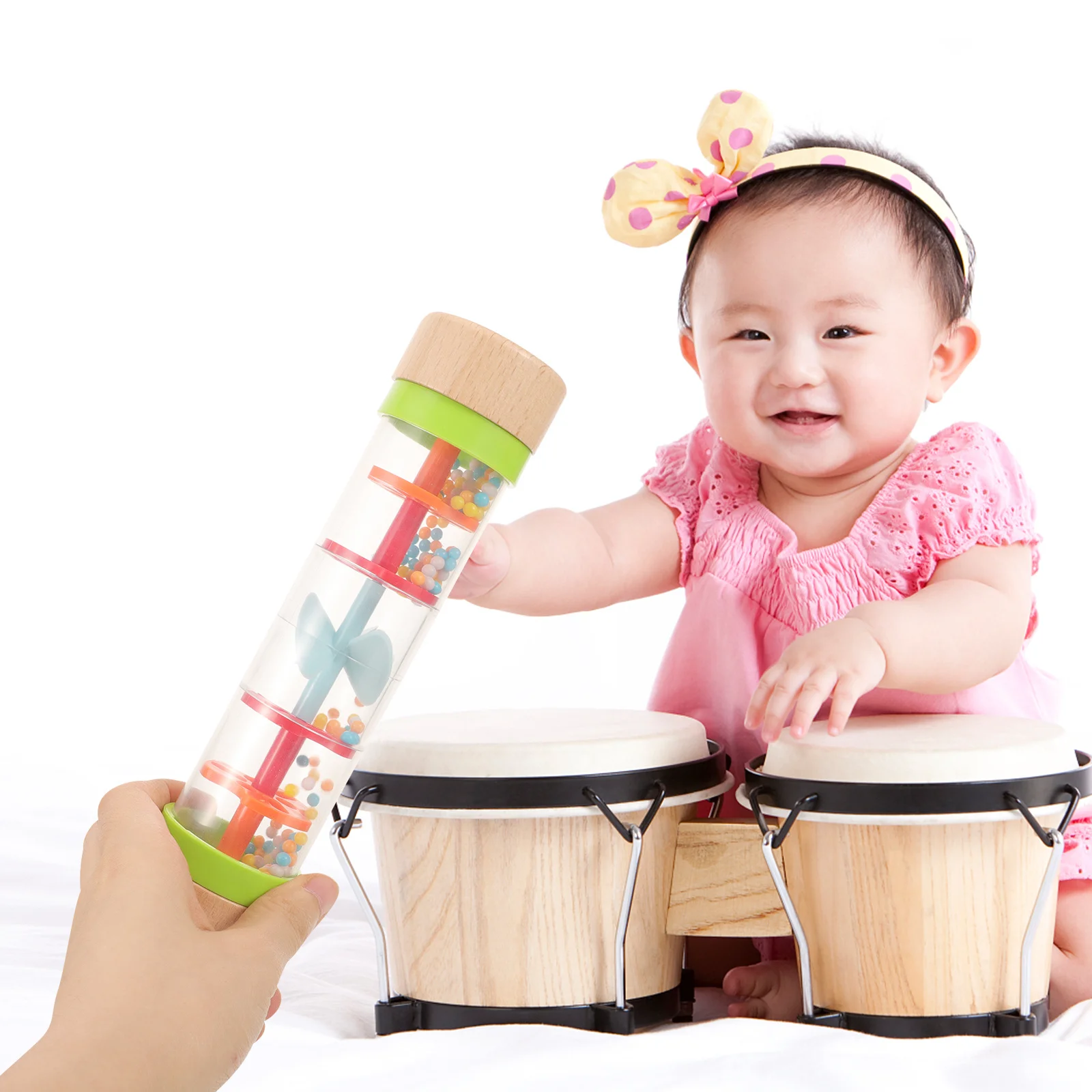 1pc Wooden Rain Sound Tube Rainbow Colorful Smooth Safe For Baby Visual Auditory Stimulation Kids Musical Educational Montessori
