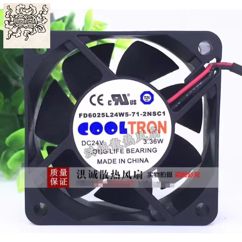 

Ltsf For COOLTRON FD6025L24W5-71-2NSC1 DC 24V 3.36W 60x60x25mm 2-Wire Server Cooling Fan
