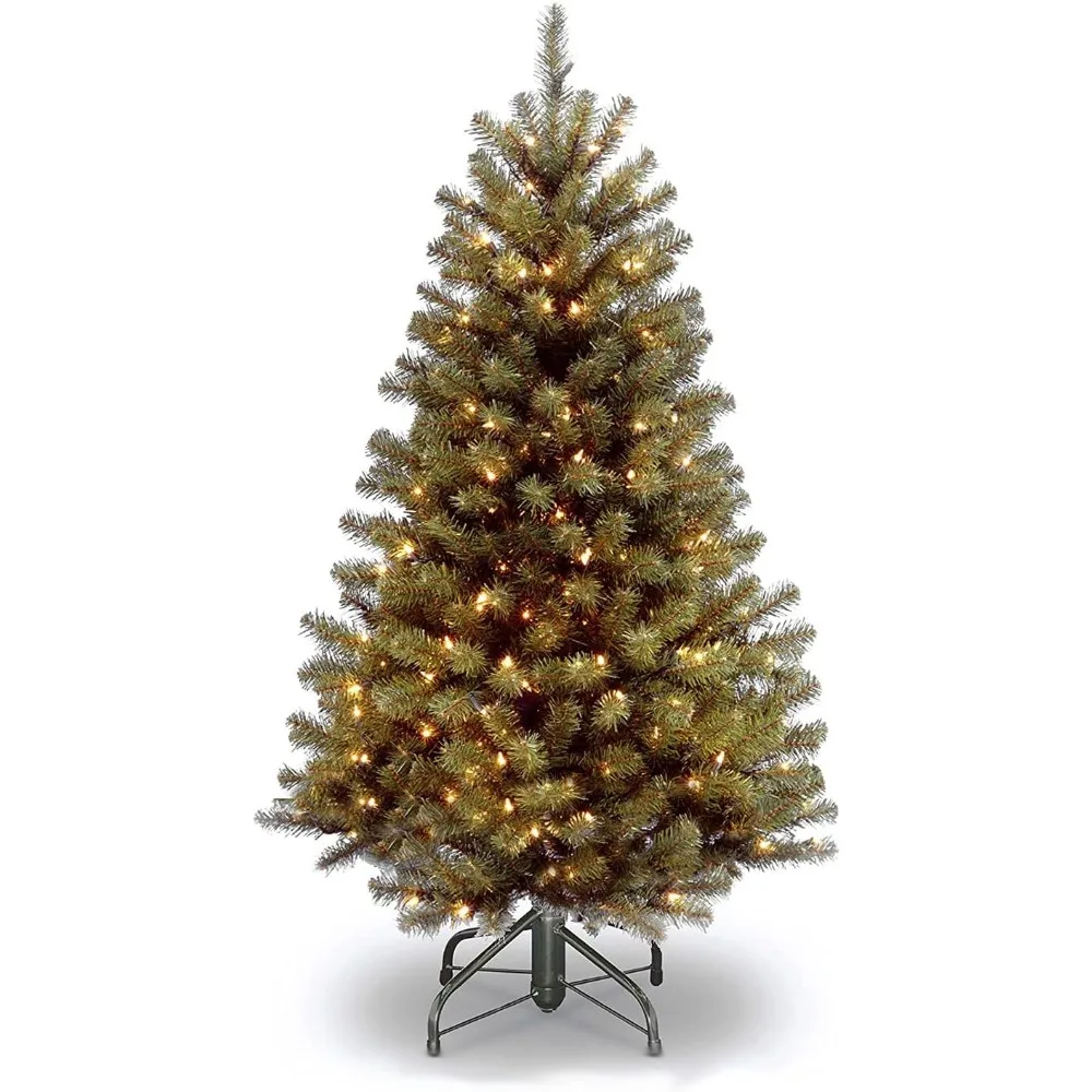

North Valley Spruce Pre-Lit Christmas Tree, Green, with White Lights, 4.5 Feet Tall, Including Stand