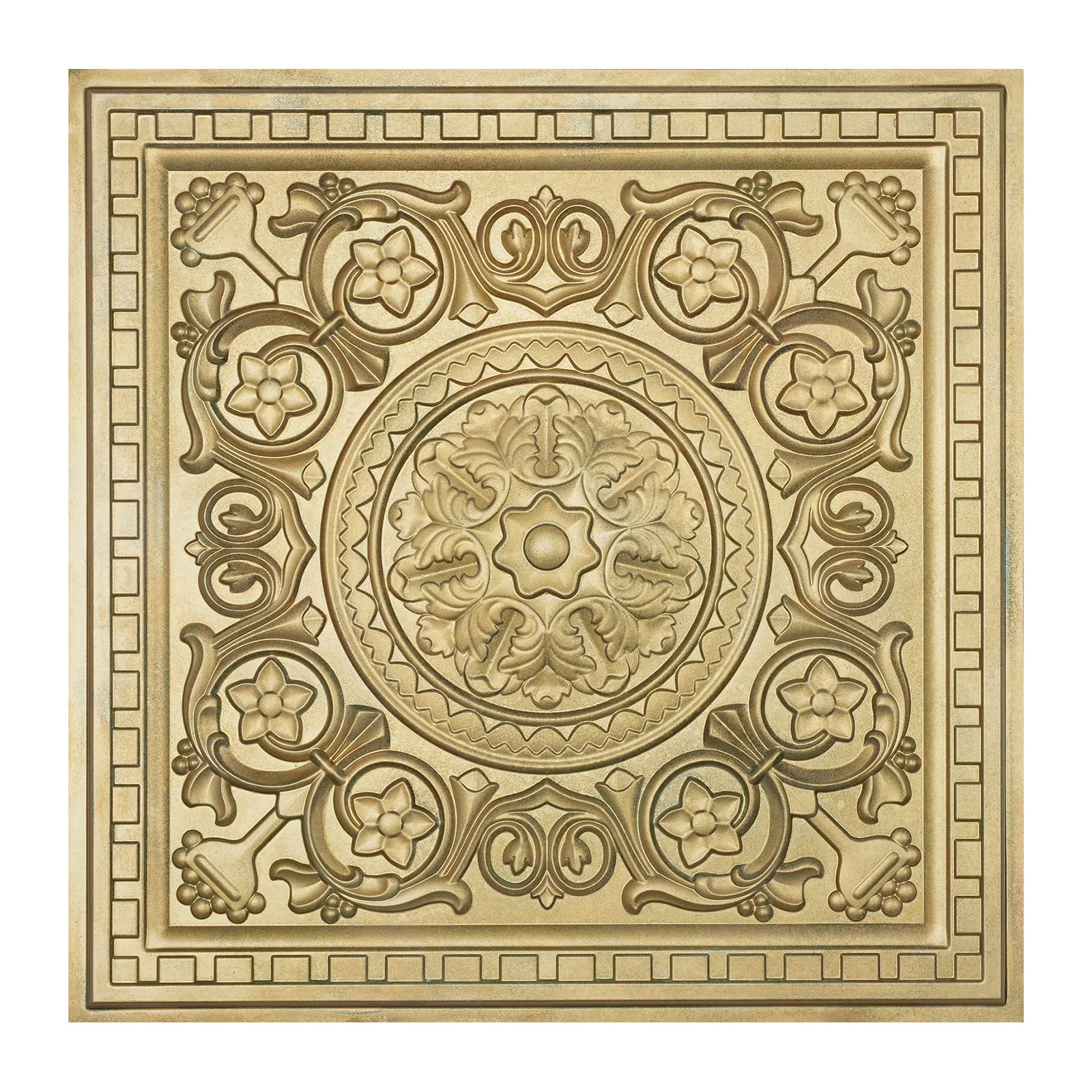 Pressed Tin Ceiling Tile Suspended Wall Panels for Barber house PL83 Brass verdigris 10pcs