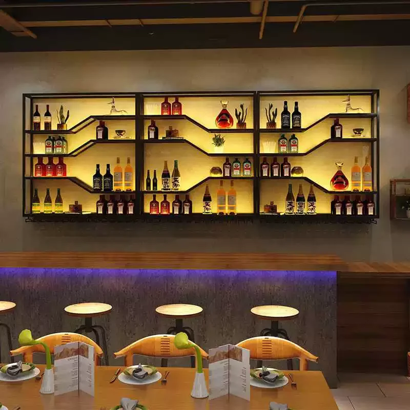 

#@Industrial style wine rack, wall-mounted wine cabinet, wall-hung red wine shelf, custom iron art display stand, factory