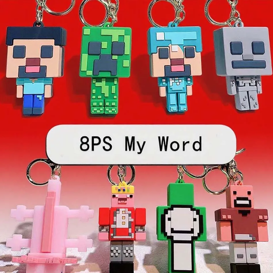 جديد Minecraft ثلاثية الأبعاد بولي كلوريد الفينيل لينة المطاط المفاتيح ستيف عمل الشكل اكسسوارات السيارات المفاتيح غيبوبة الزاحف لعبة الدمى المعلقات الهدايا #1