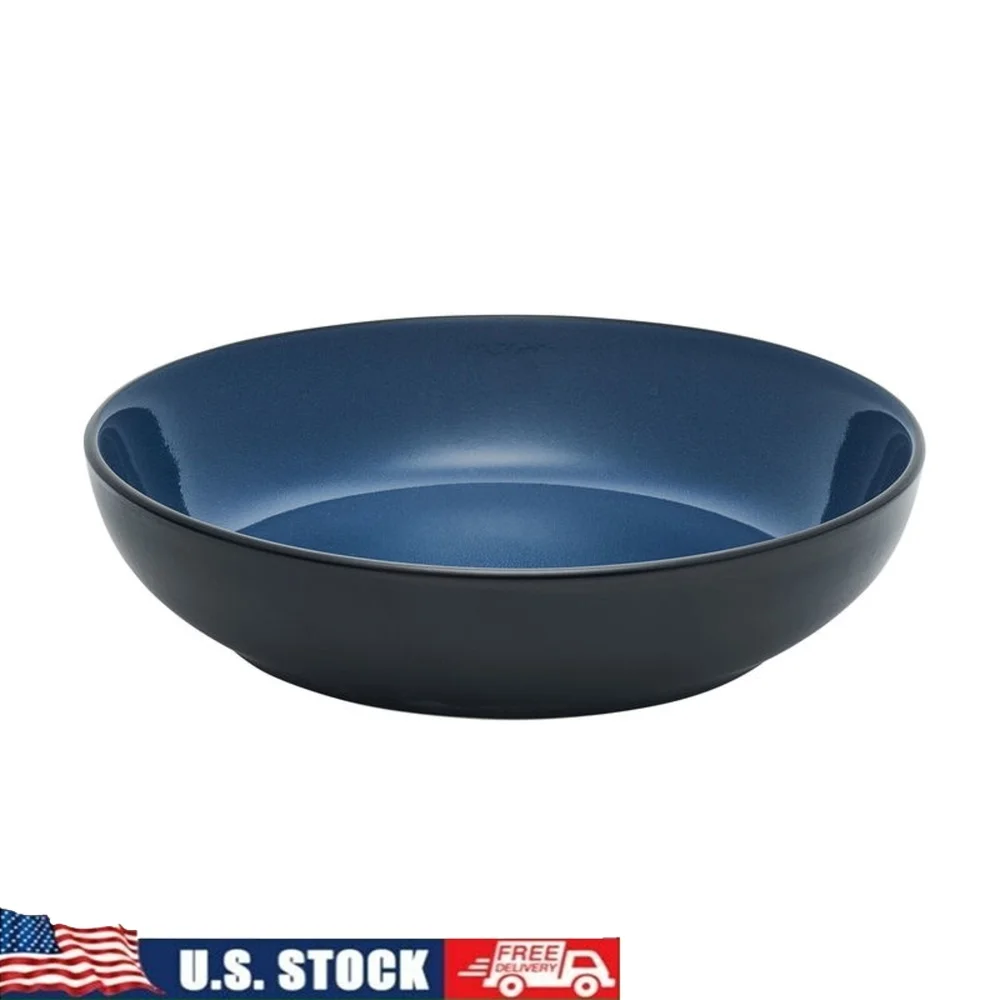

Set of 4 High-Quality Stoneware Pasta Bowls 8.6In Coupe Shape Dishwasher Microwave Safe Stunning Color Contrast