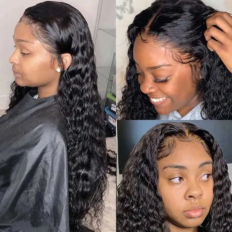 Deep Wave Pre Cut 6x4 Lace Glueless Wig Human Hair With Pre Plucked Hairline Beginner Friendly Closure Human Hair Wigs For Women