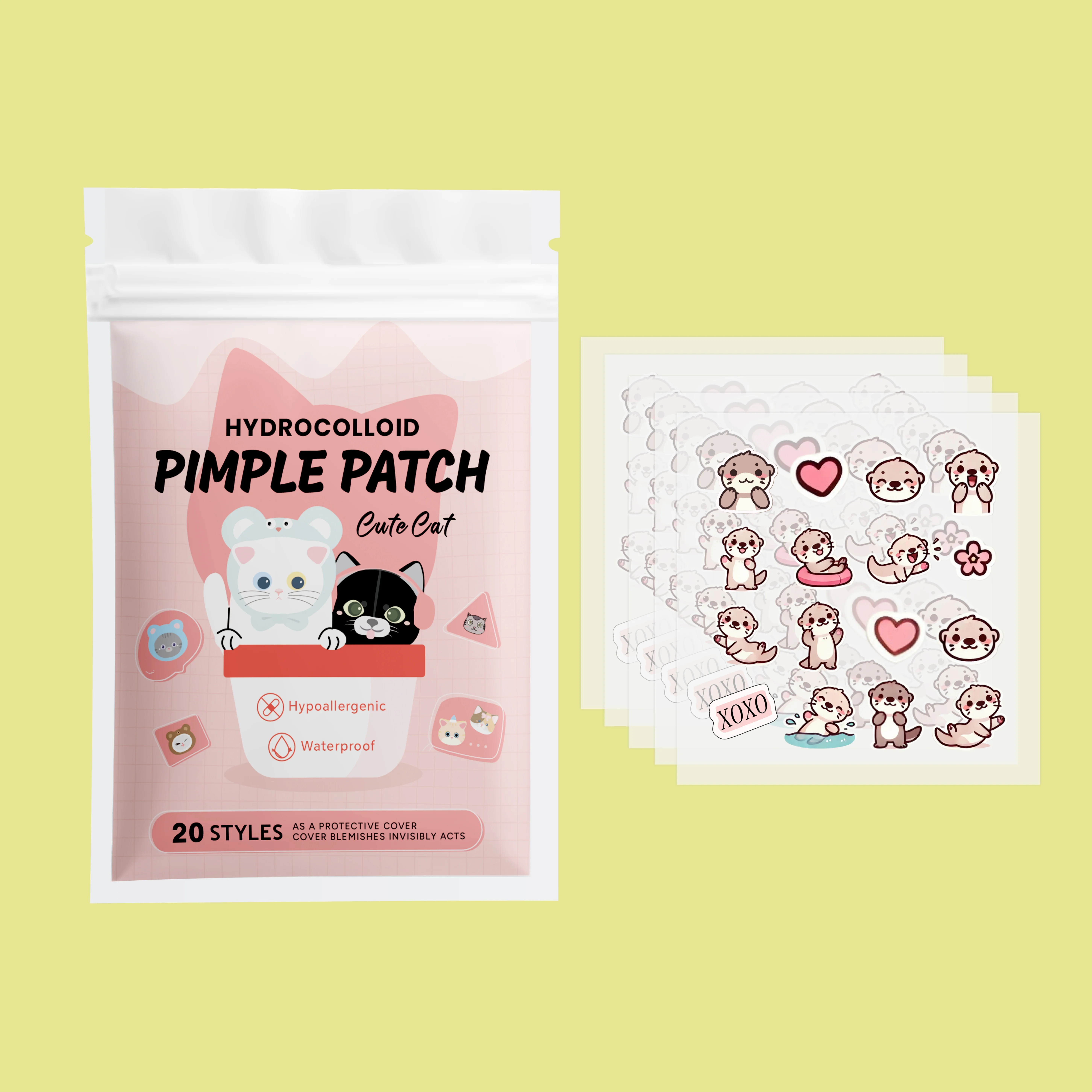 32pcs Cartoon acne patch, cute cat-shaped facial concealer acne patch, safe, non-toxic, gentle and non-irritating