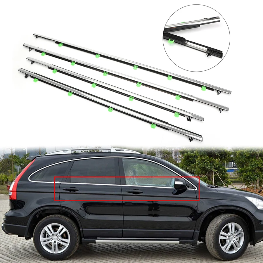 4x Car Window Moulding Trim Weatherstrips Seal for Honda CR-V CRV 2007 2008 2009 2010 2011