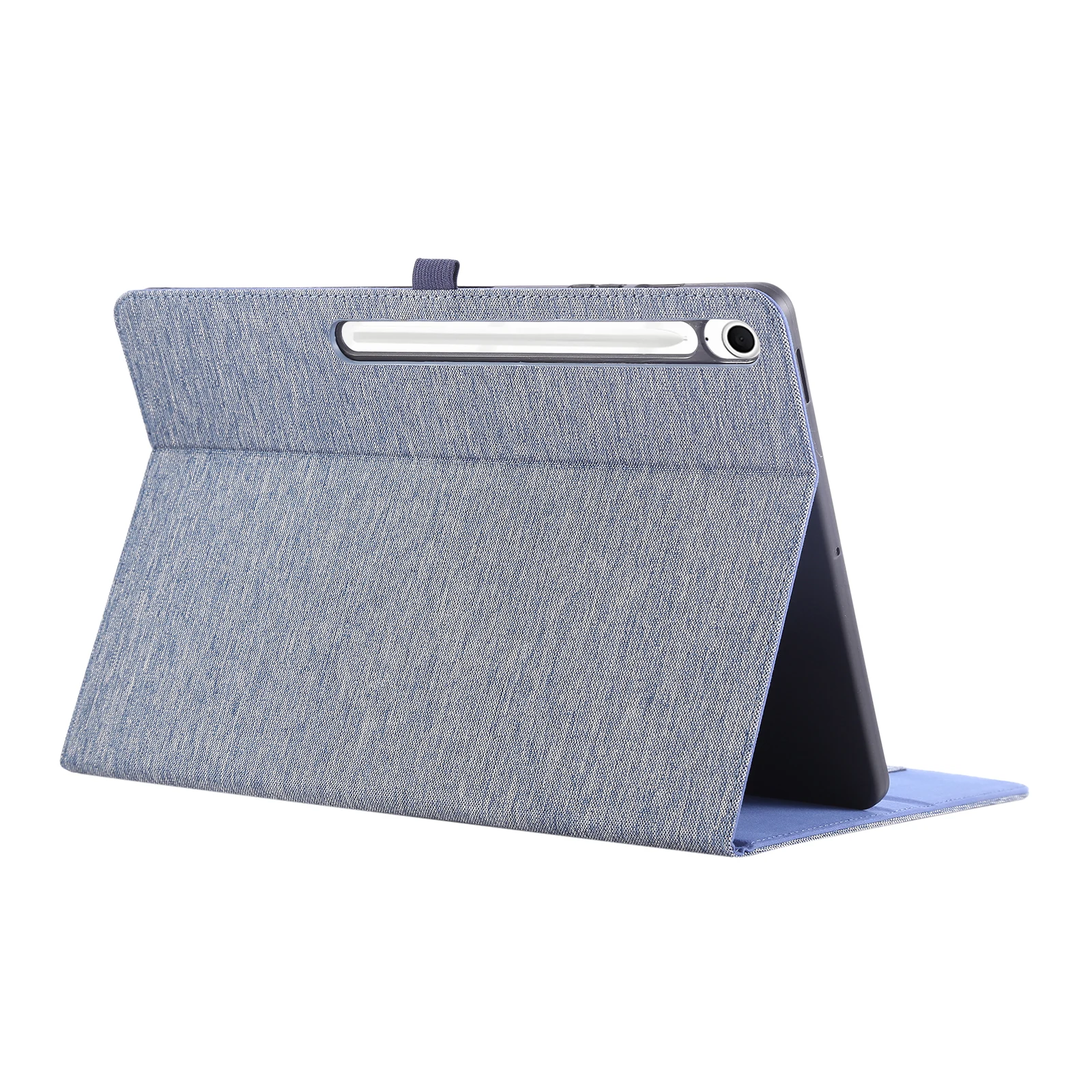 For Samsung Galaxy Tab S10 FE+ Leather Case Card Holder Cloth Texture Tablet Stand Cover - Blue