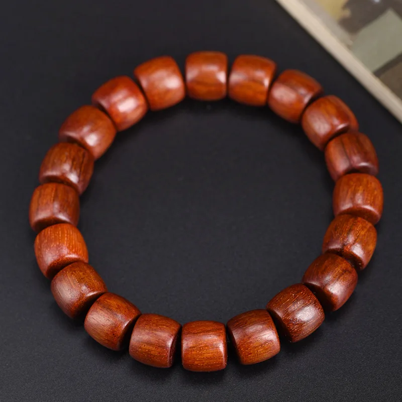 Indonesian straight-cut single-loop , vintage barrel beads, rosewood bracelet for men and women, retro Bu
