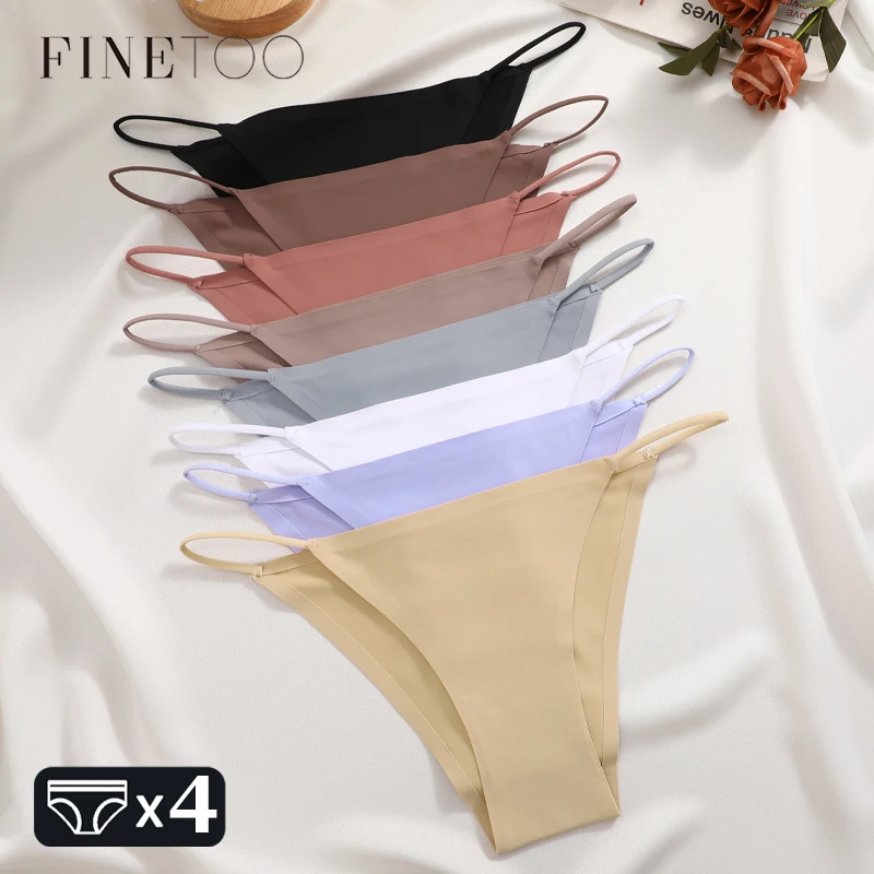 4Pcs/set Sexy Seamless Underwear for Women Ice Silk Briefs Panties Female Soild Thin Strap Lingerie Breathable Intimates Fashion