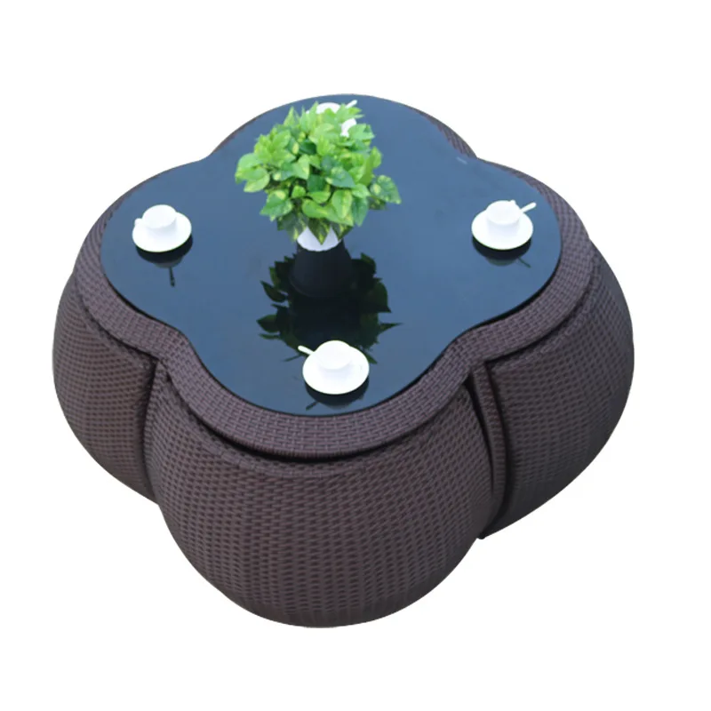 

Outdoor table and chair courtyard combination rattan chair outdoor garden open-air waterproof sunscreen rattan balcony tea table