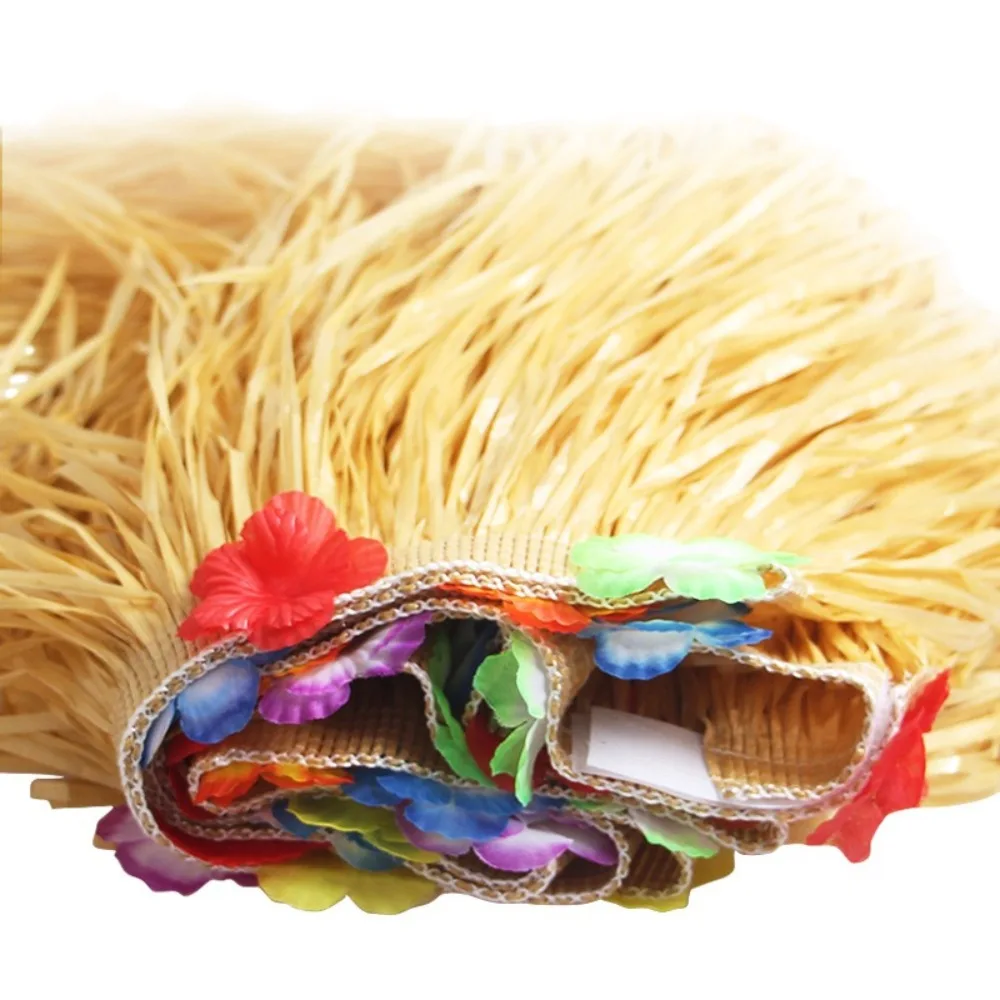 Hawaiian Party Straw Table Skirt Party Decoration Straw Color Grass Table Skirt DIY Hawaii Themed Hawaiian Table Skirt