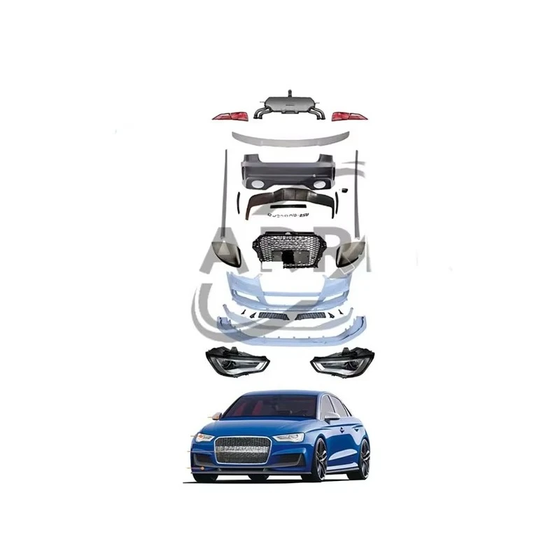 

Комплект обвеса STLF A3 2013-2016 для Audi: передний и задний бамперы, фары, задние фонари, решетка радиатора (обновление до качества RS3)