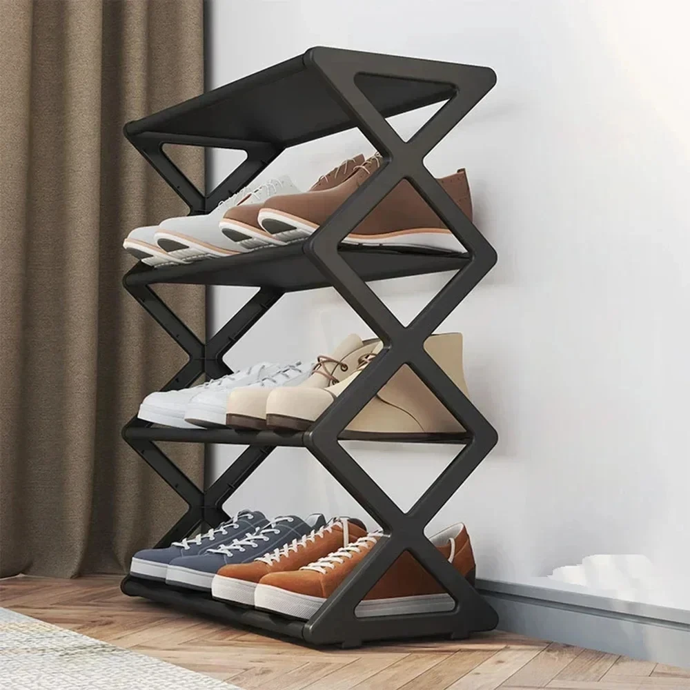 Household X-shaped Shoe Rack Assembled Shoe Cabinet Multi-functional Household Dust-proof Storage Rack One-pc Molding Save Space