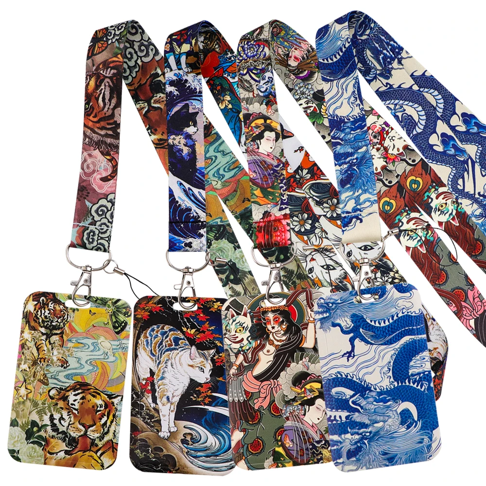 

Классический японский ремешок с рисунком, брелок для удостоверения личности, чехол для кредитной карты, подвеска для мобильного телефона, шейные ремни, держатель для бейджа, держатель для ключей