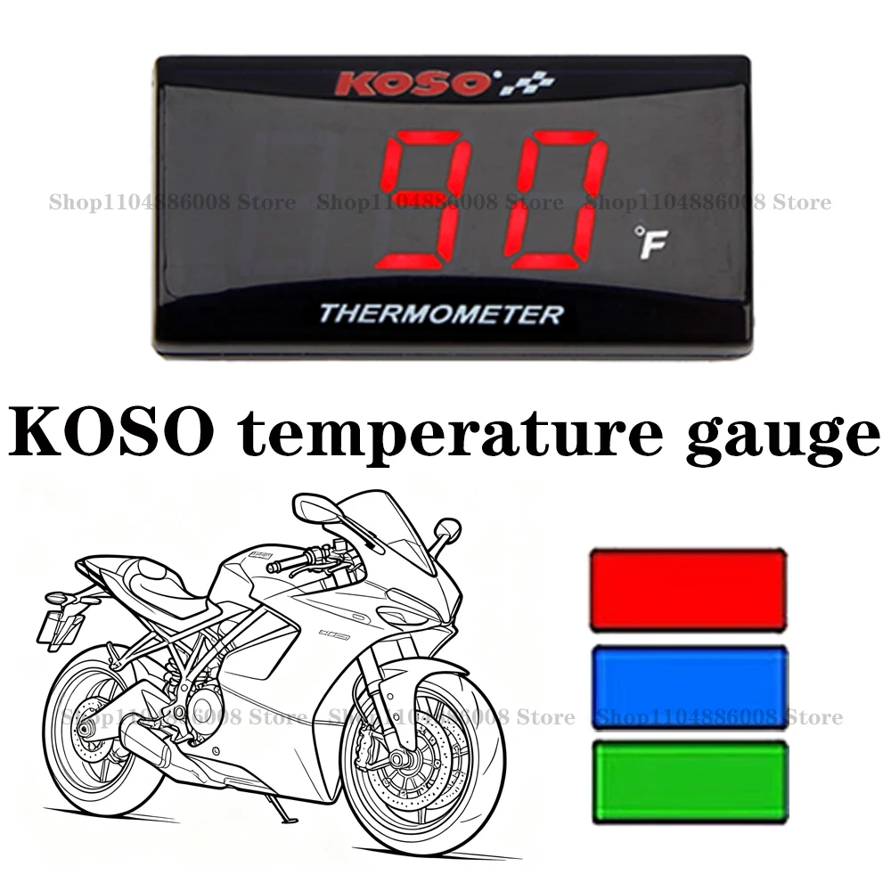 

KOSO water temperature gauge Fahrenheit motorcycle thermometer LED digital display screen waterproof instrument modify accessori