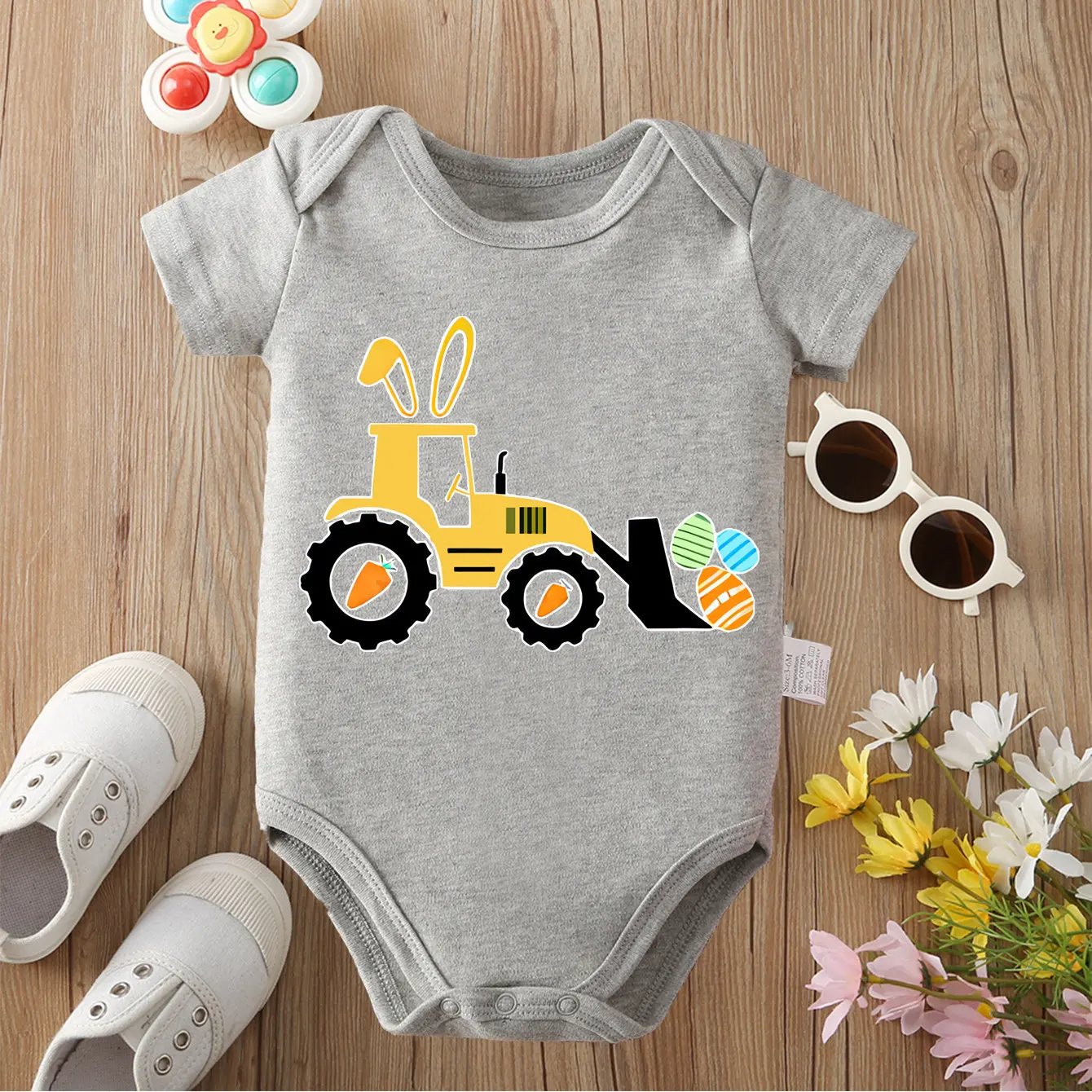 

100% Cotton Bodysuit Happy Easter Eggs Print Onesie Comfortable Cloths for Baby Jumpsuit for 0 To 12 Months Newborn