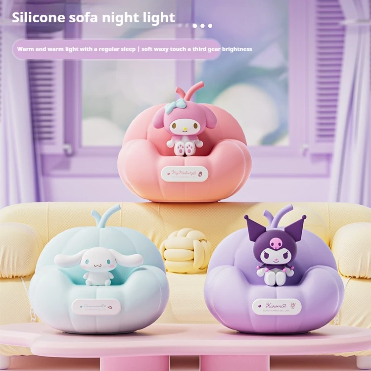 

Kuromi My Melody Silicone Night Light Cute Bedroom Ornament Sleep Soft Light Atmosphere Eye Protection Pat Light Birthday Gift