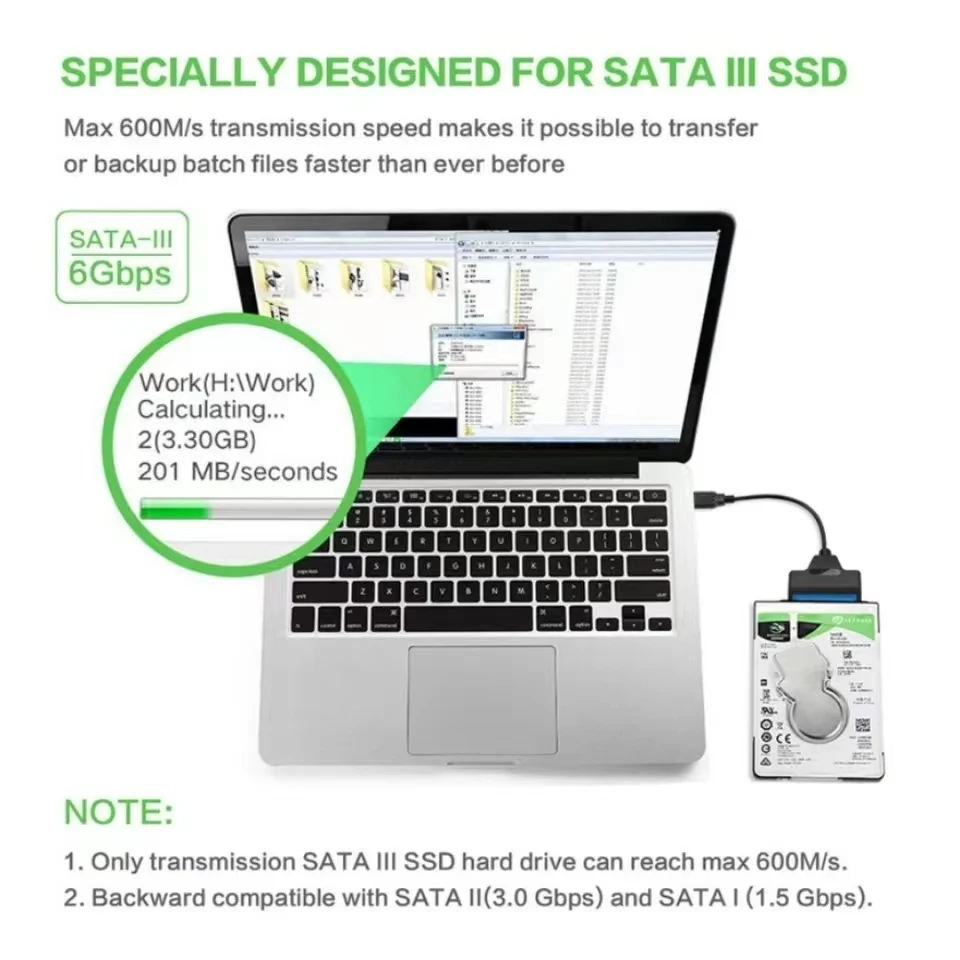 Sata To USB 3.0 Adapter Cable USB To SATA 3 Cable Support 22 Pin 2.5 Lnche External HDD SSD Hard Disk Computer Connector Fit