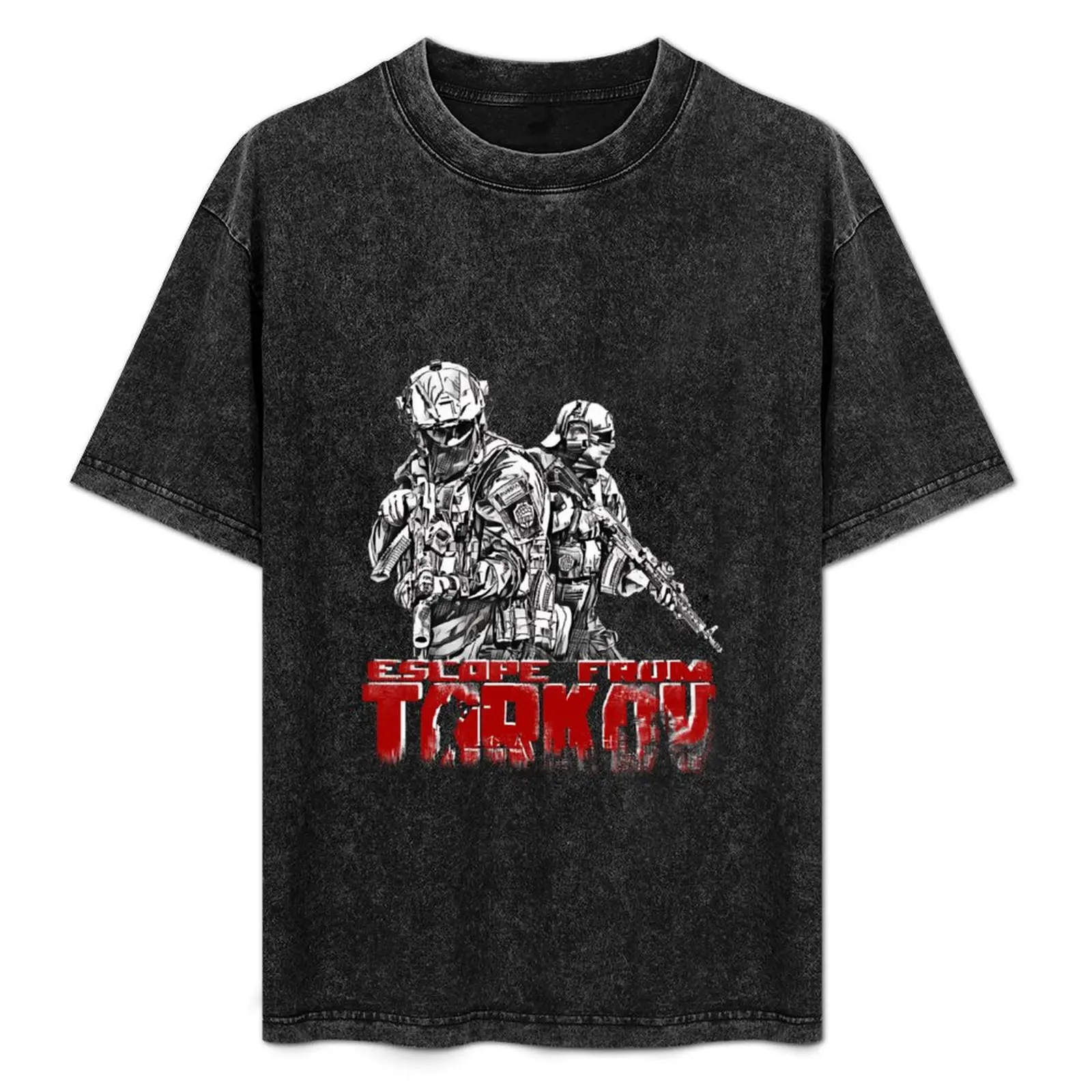 Escape From Tarkov White and Red T-Shirt Vintage Style Printed Top