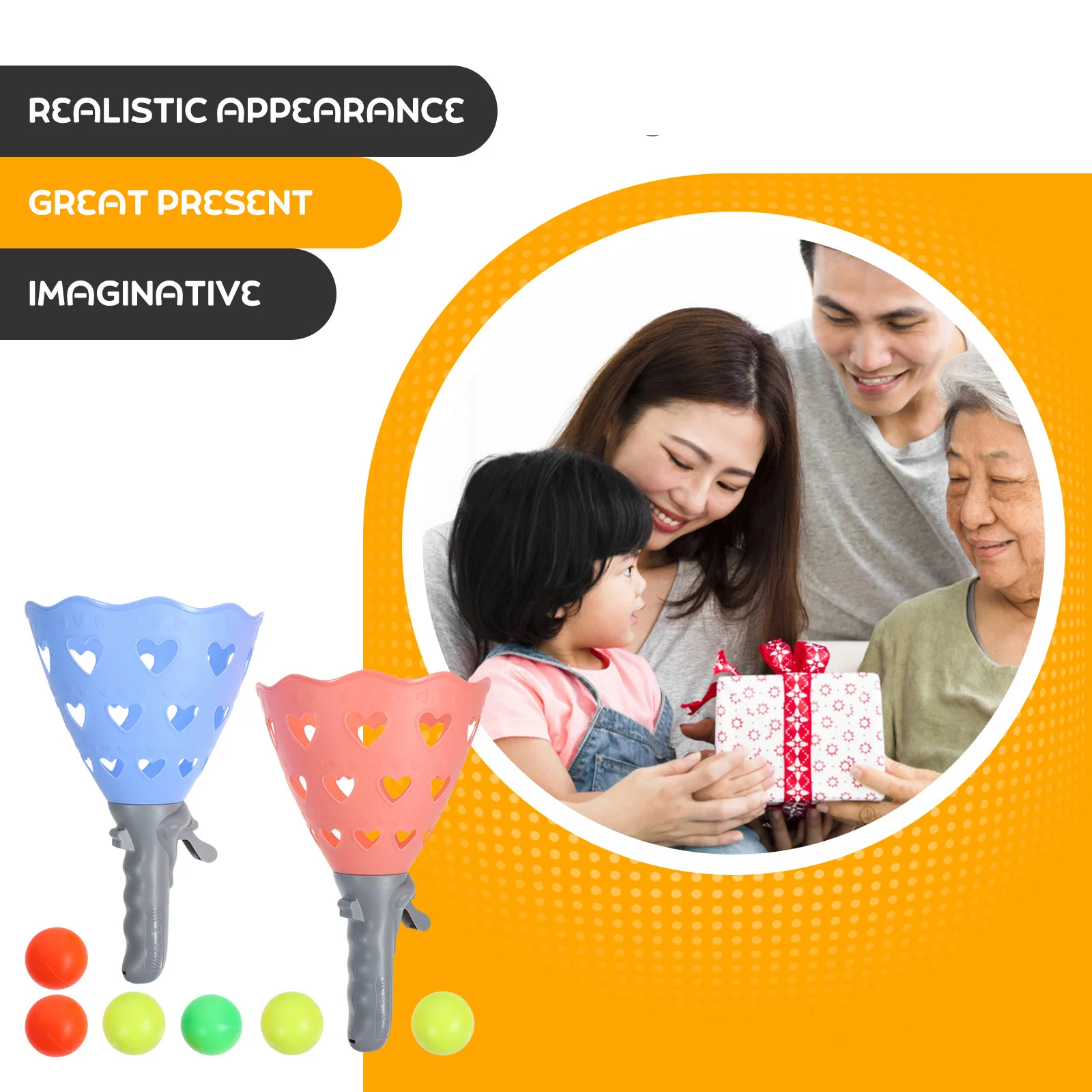 1Set Catch Ball Game Basket for Kids Indoor Outdoor Fun Family Party Favor Interactive Pop Pass Catch Balls Launcher Sports Game