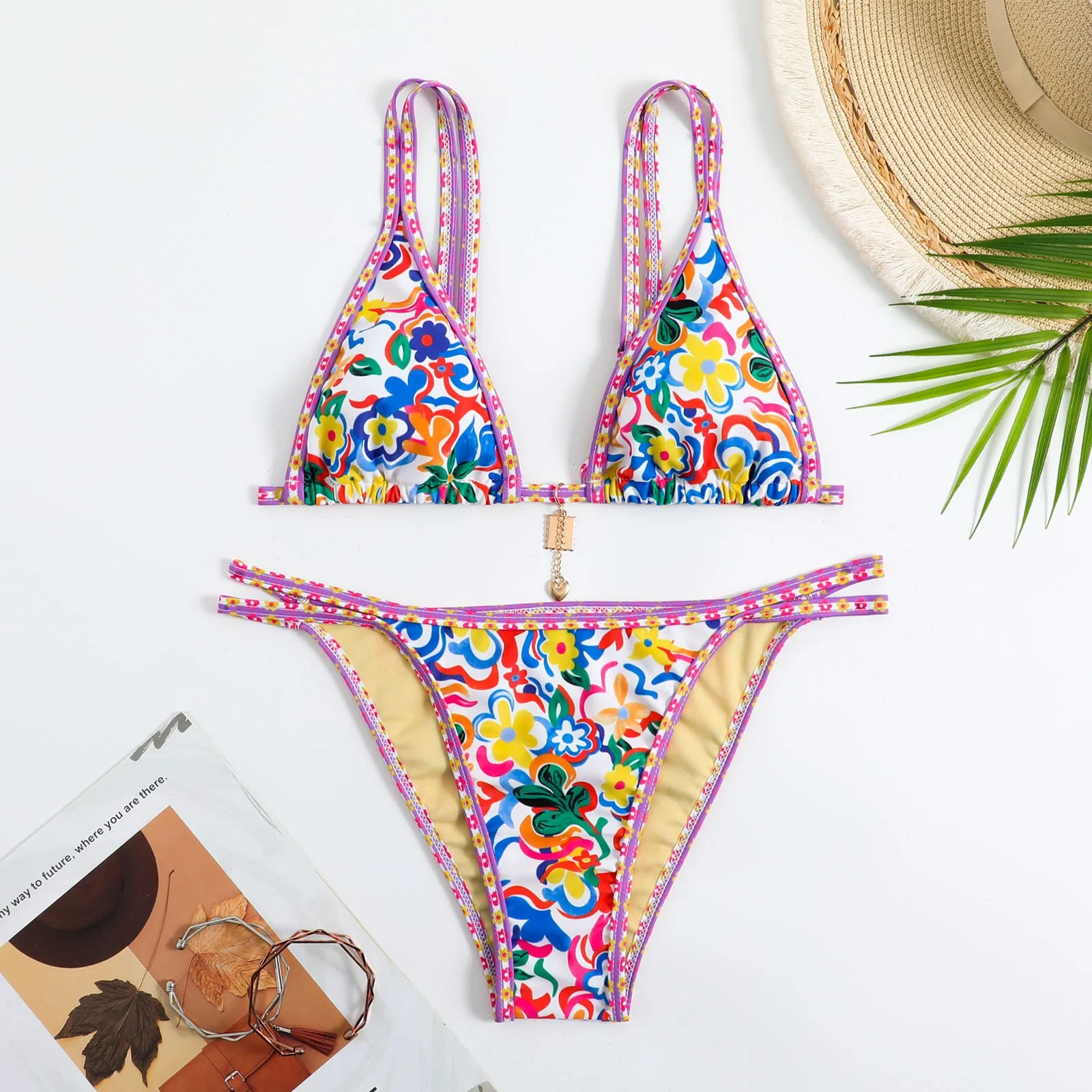 Swimsuits 2024 Woman Women Gradient Bikini Set Swimming Two Piece Sexy Swimsuits Swimwear Beach Suit Bohemian Bikini Mujer