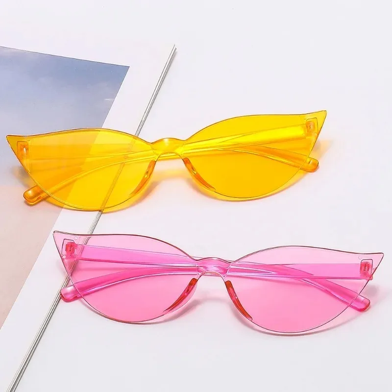 Cat Eye Sunglasses Colorful Glasses Transparent Candy Color Sunglass Men Women Photo Props Birthday Party Cosplay Eyewear