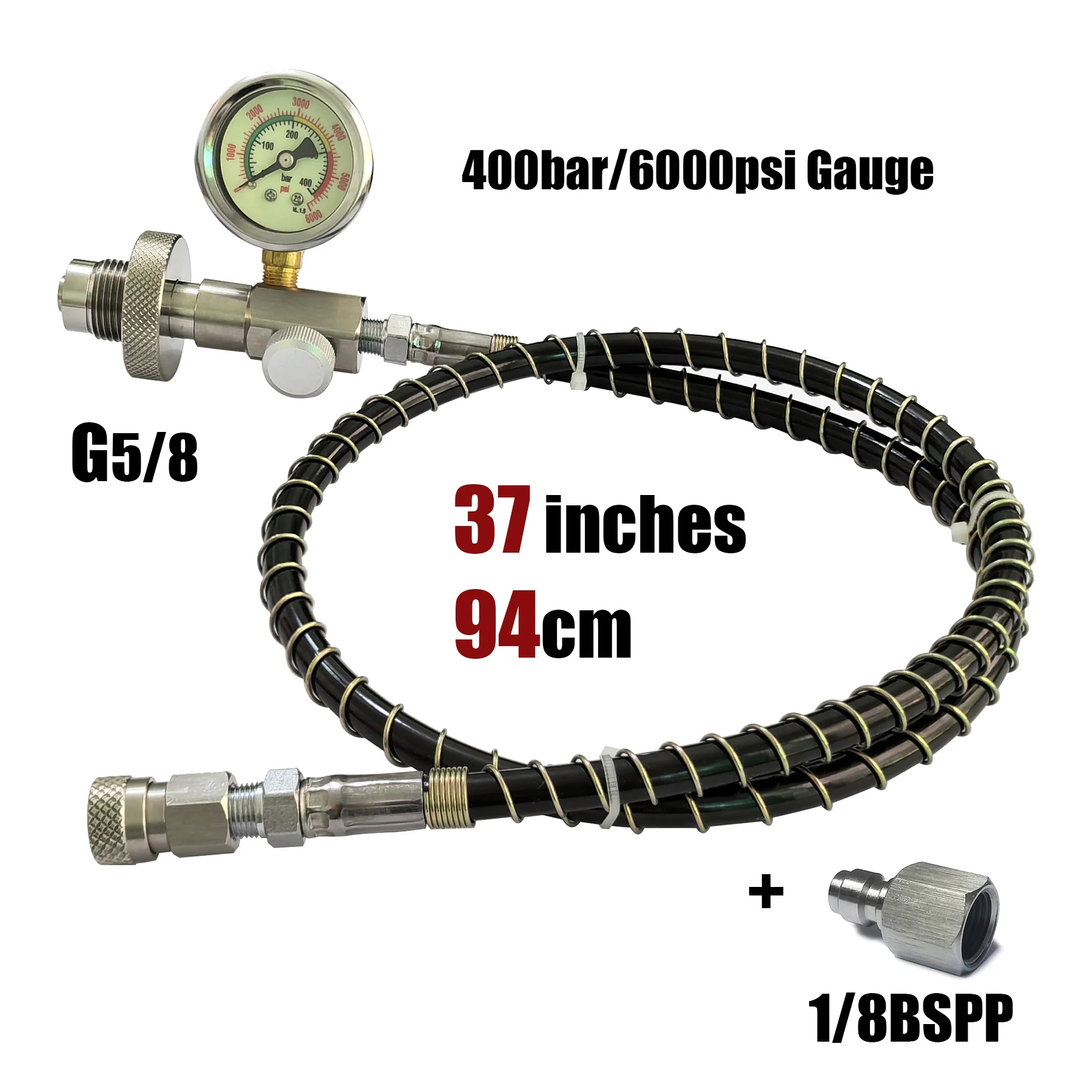 HP Filling Station Chargeing Adapter DIN Connector HPA Scuba Diving Hose 6000psi/400bar Gauge With Big Tank To Small Bottles