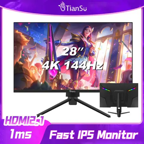 새로운 Tiansu 모니터 게임 144Hz 4k 32 인치 모니터 파라 PC 게이머 144Hz 4k 28 34 인치 곡선 와이드 UHD 165Hz 디스플레이 화면