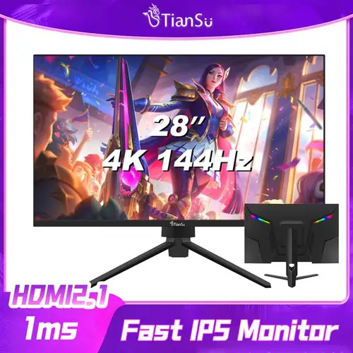 PC 게이머용 Tiansu 게이밍 모니터, 커브드 와이드 UHD 165Hz 디스플레이 화면, 탑 모니터, 144Hz, 4 k, 32 인치, 144Hz, 4 k, 28 인치, 34 인치 