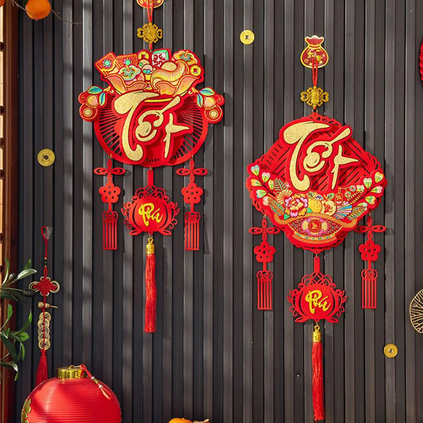 2026 Vietnamese Printed Fu Character Pendant Chinese Traditional Fu Character Hanging Pendants New Year Decorations