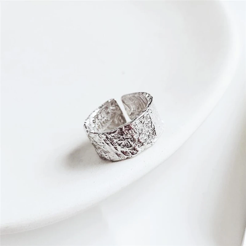 Sole Memory Simple Creative Irregular Texture Branch 925 Sterling Silver Female Resizable Opening Ring For Women RI380