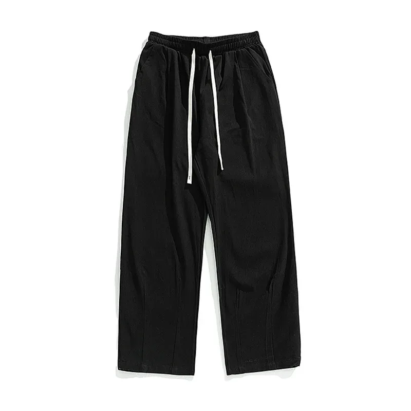 

Chugan Mountain style workwear casual pants for men in spring, new straight tube loose fitting Japanese style pants with drawstr