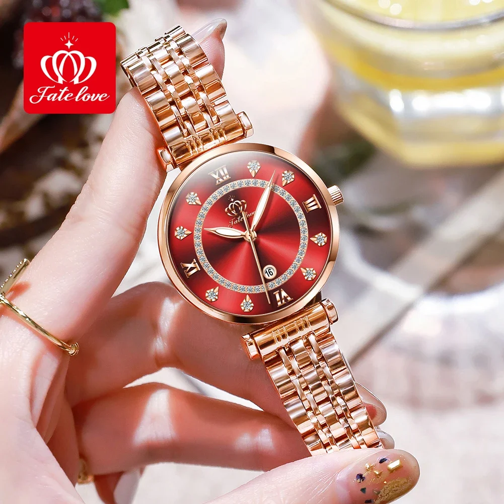 Fate Love 5866 orologi da donna eleganti orologio con movimento al quarzo giapponese per orologio da polso da donna orologio da polso da donna con calendario impermeabile