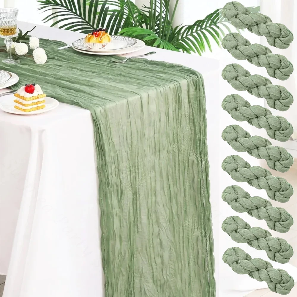 Sage Green Cheesecloth Table Runner Boho Rustic Gauze Cheese Cloth Table Runner Wedding Bridal Shower Birthday Party Decorations
