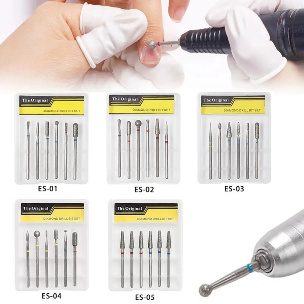 

6Pcs Boxed Nail Polishing Head Set Dead Skin Removal High-hardness Nail Art Drill Bit Kits Wear-resistant Portable