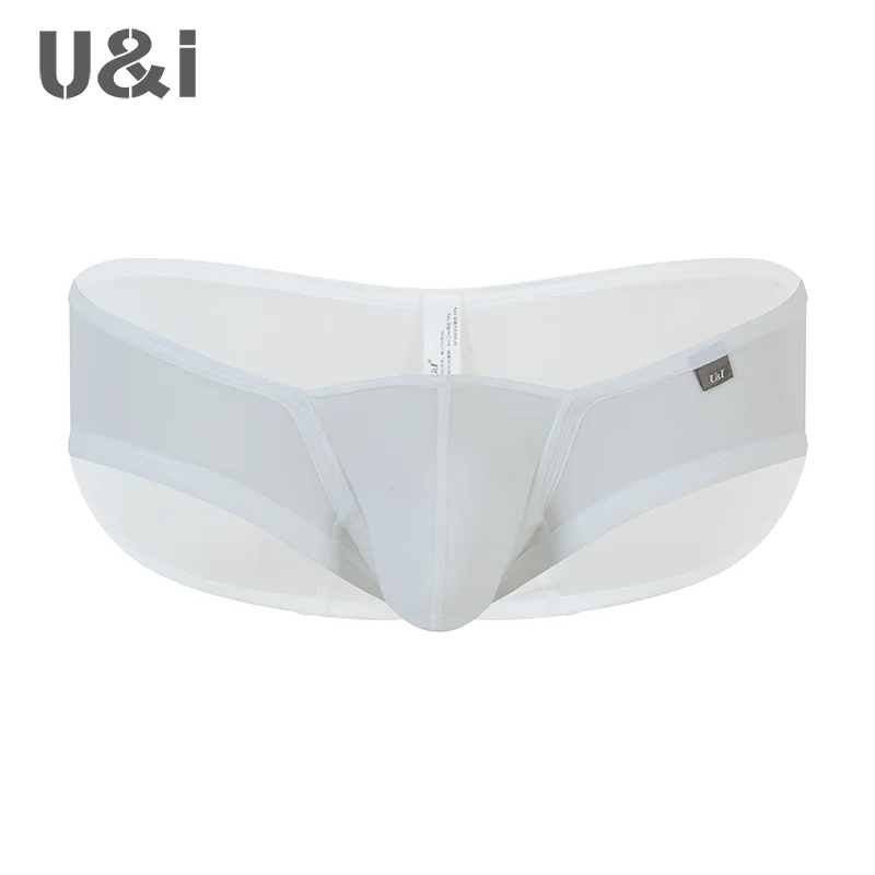 U&I underwear men\'s trendy small boxer nylon thin breathable convex scrotum support personality red low waist triangle hip lifti