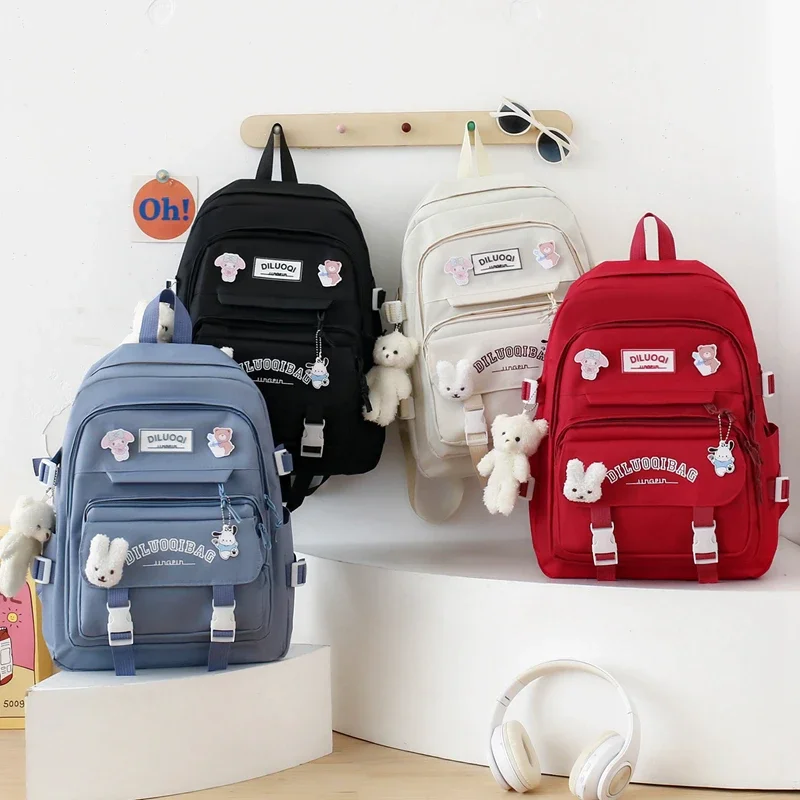 5 Pcs Girl School Bags Sets Kawaii School Backpack for Kids Elementary Students Book Bag Back to School Gift Multifuctional Bag