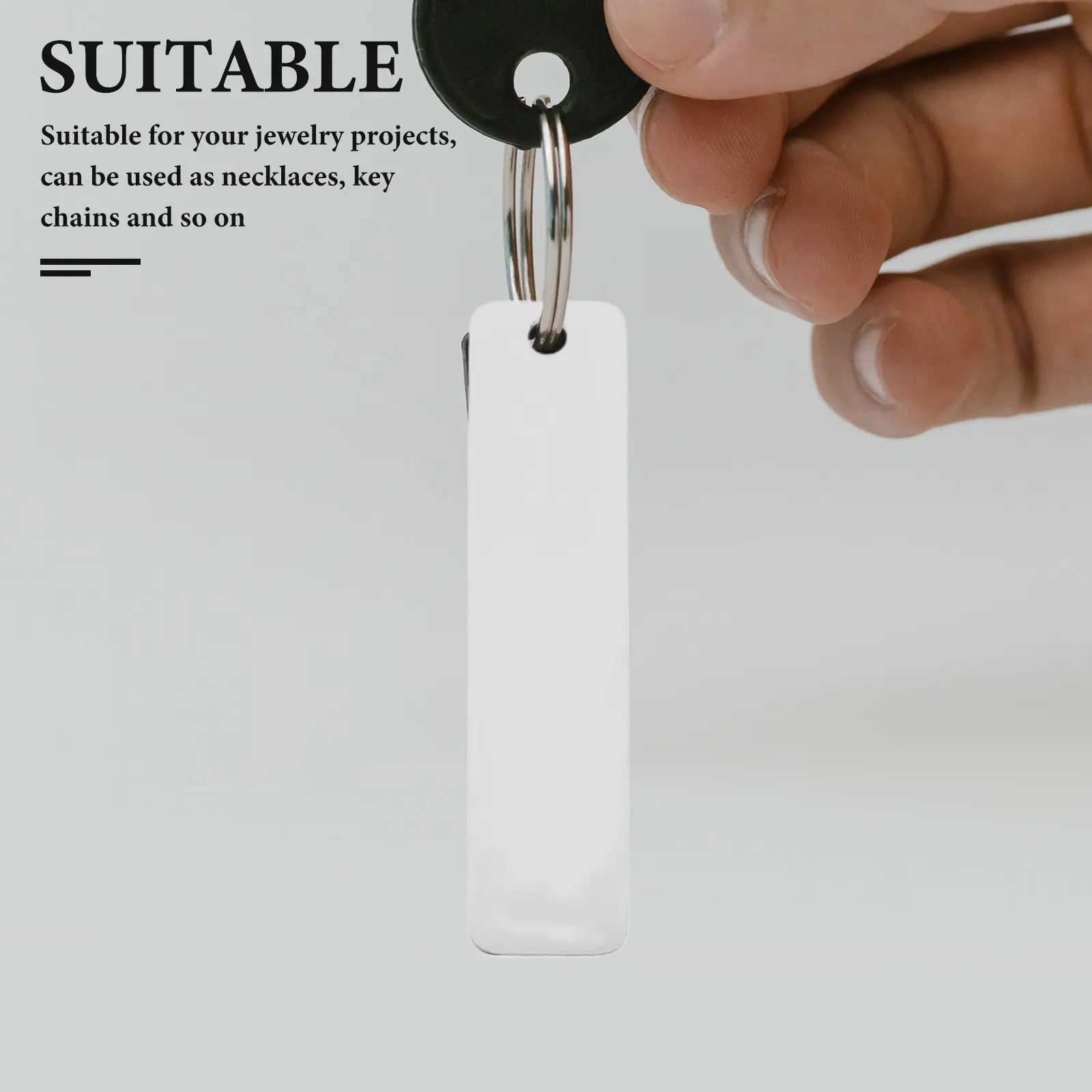 12Pcs Rectangle Engravable Blanks Titanium Steel Jewelry Making Supplies Stamping Charms DIY Pendant Keychain Necklace Craft - view 2