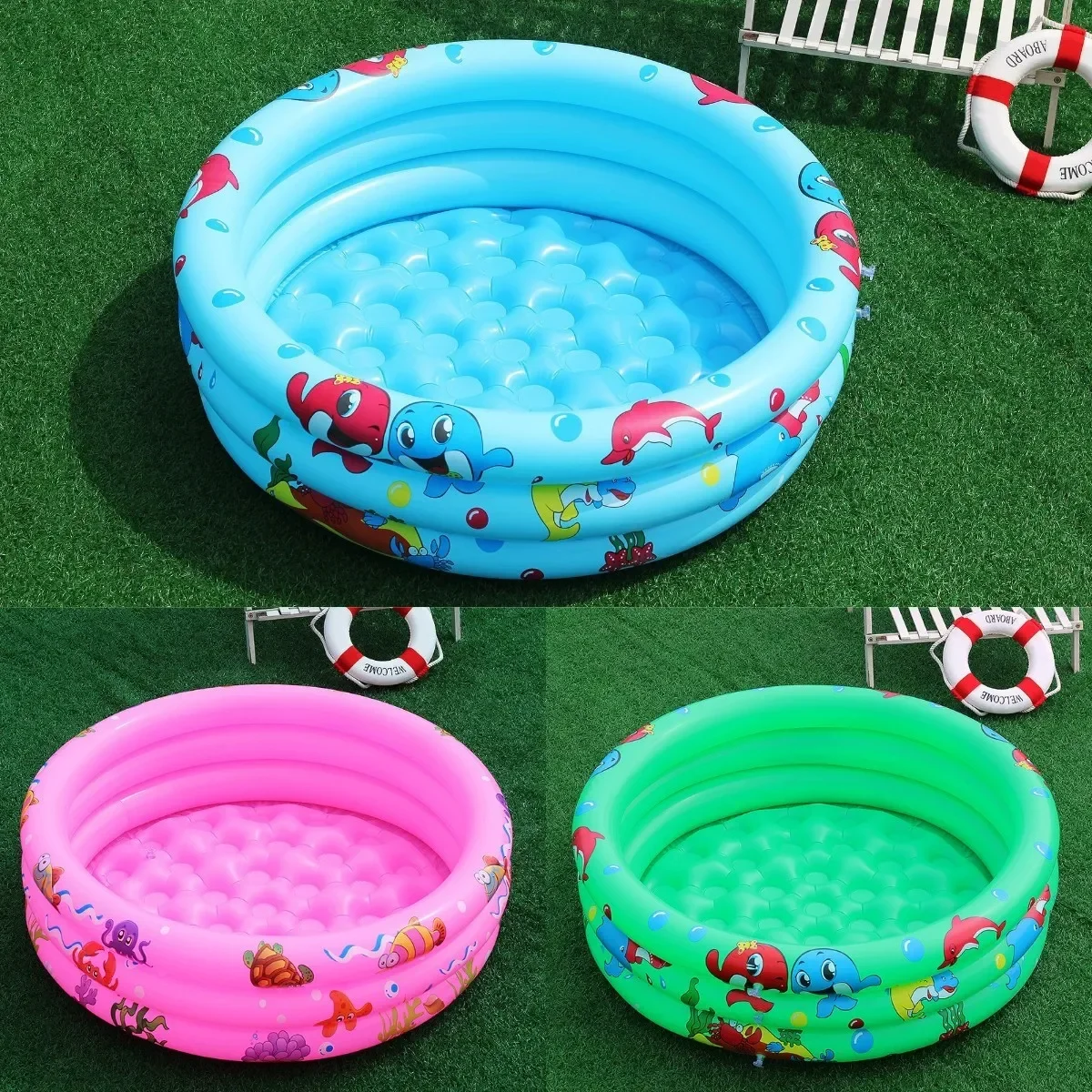 Reusable Inflatable Swimming Pool Double Layer Garden Portable Thickened For Kids Water Toys Party Round Indoor Outdoor Paddling